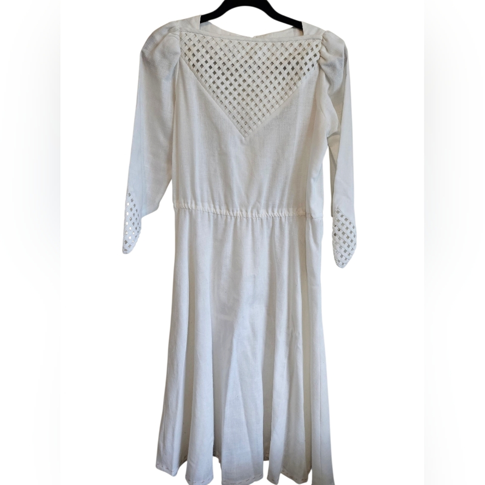 Vintage Herman Marcus Dallas White Linen Dress Size M.